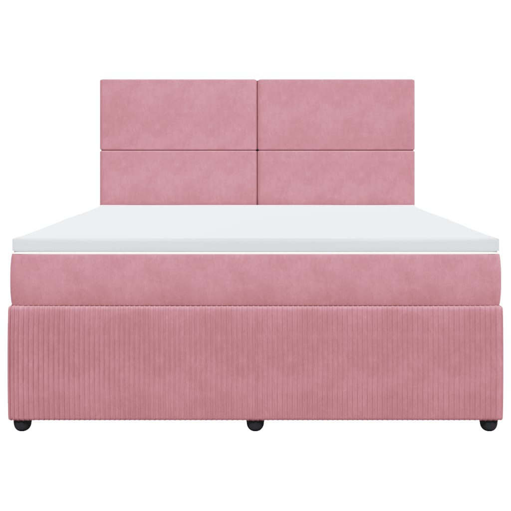 vidaXL Cama box spring con colchón terciopelo rosa 180x200 cm