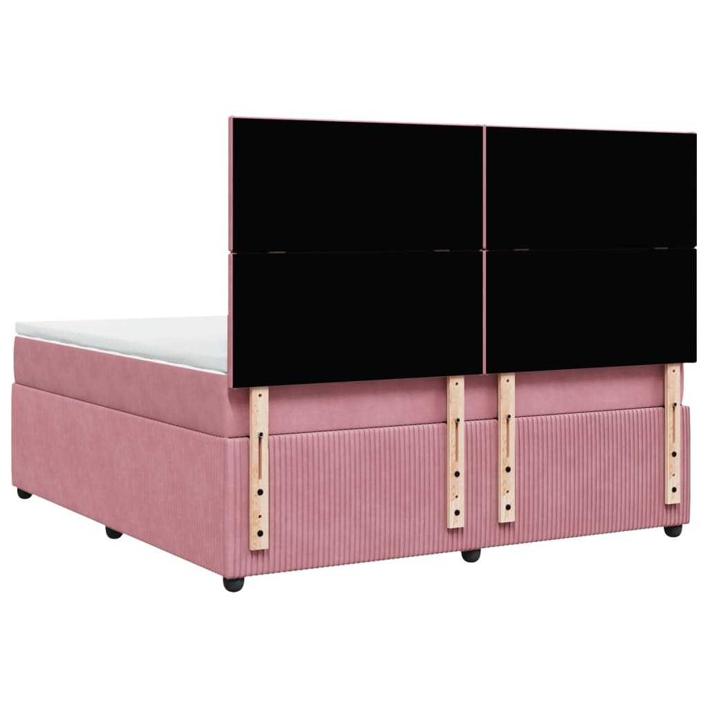 vidaXL Cama box spring con colchón terciopelo rosa 180x200 cm