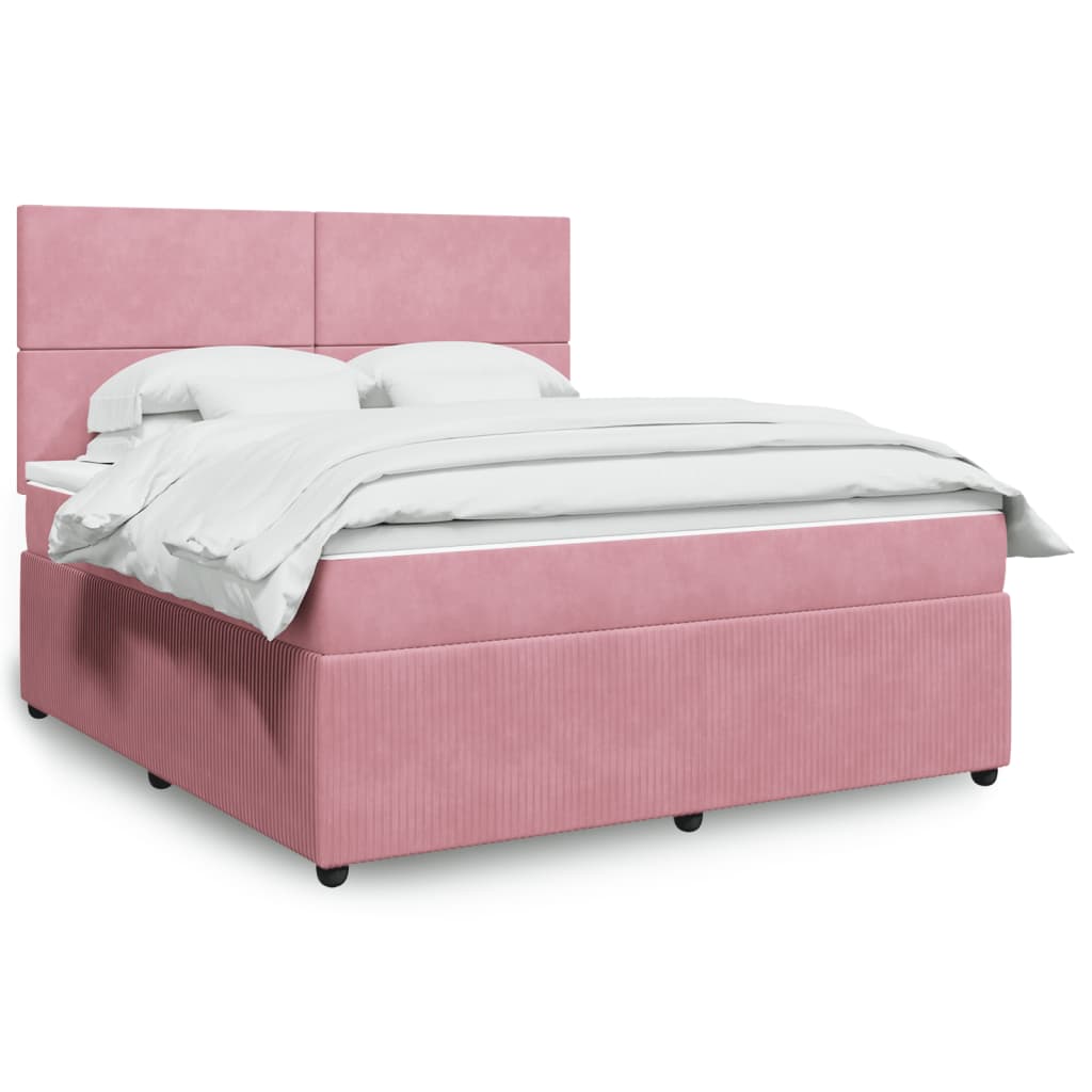 vidaXL Cama box spring con colchón terciopelo rosa 180x200 cm