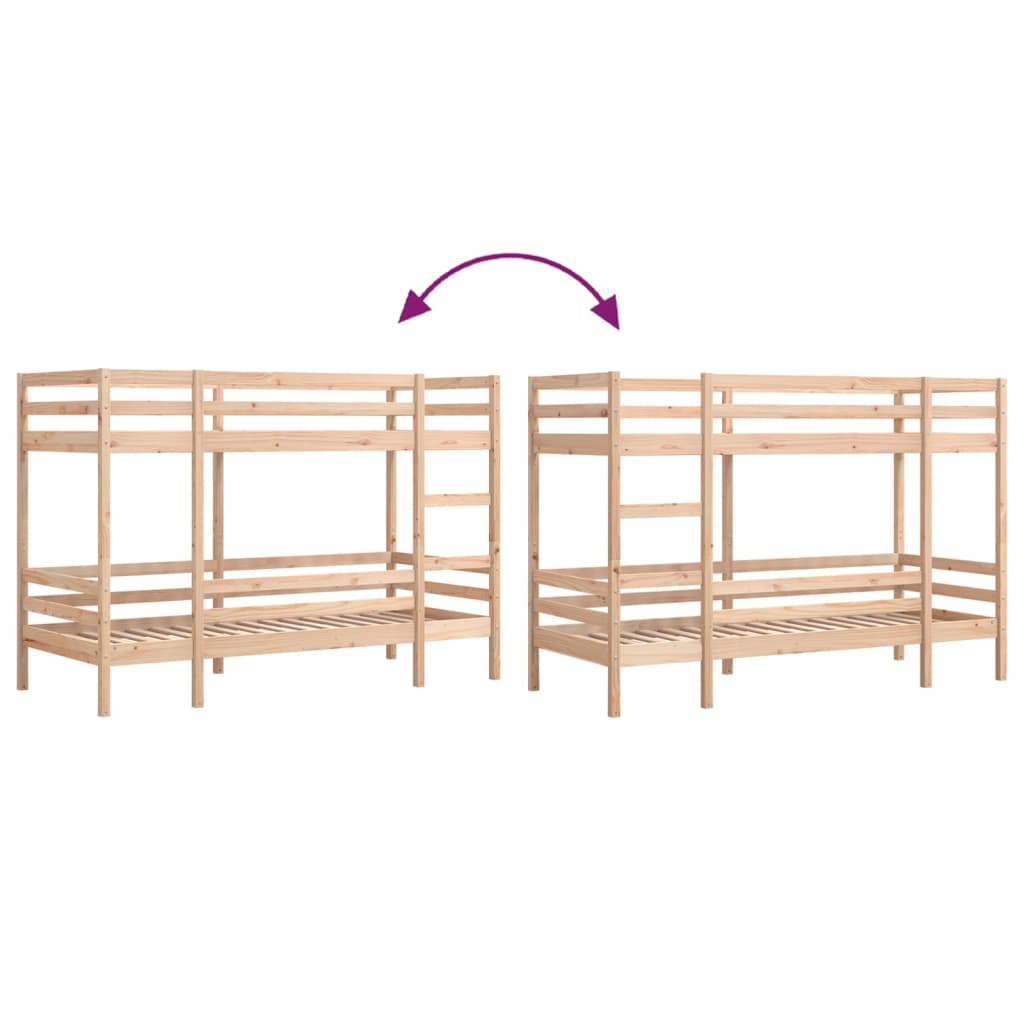 vidaXL Cama litera sin colchón madera maciza de pino 90x200 cm