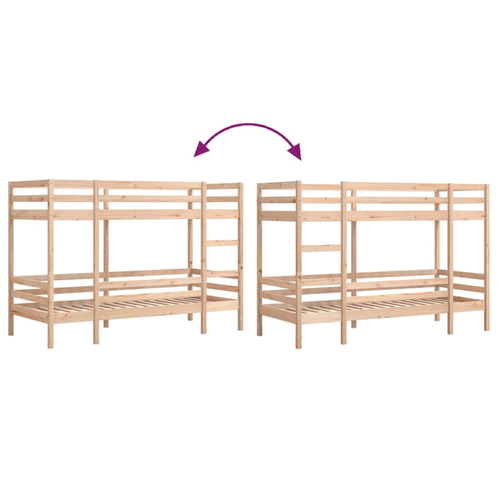 vidaXL Cama litera sin colchón madera maciza de pino 90x190 cm