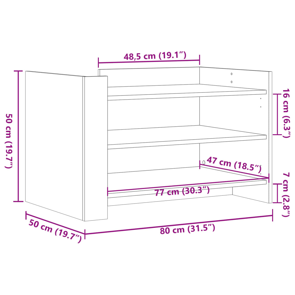 vidaXL Mesa de centro madera de ingeniería blanca 80x50x50 cm