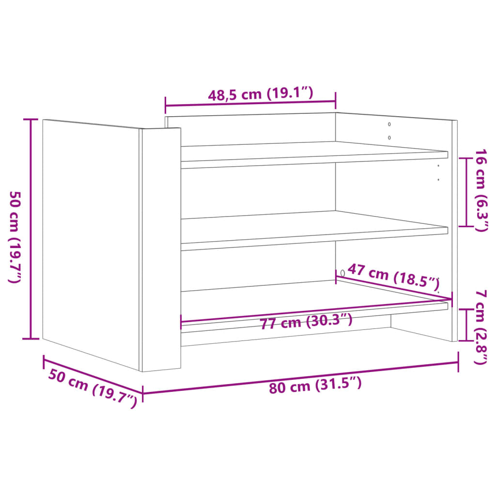 vidaXL Mesa de centro madera de ingeniería roble ahumado 80x50x50 cm