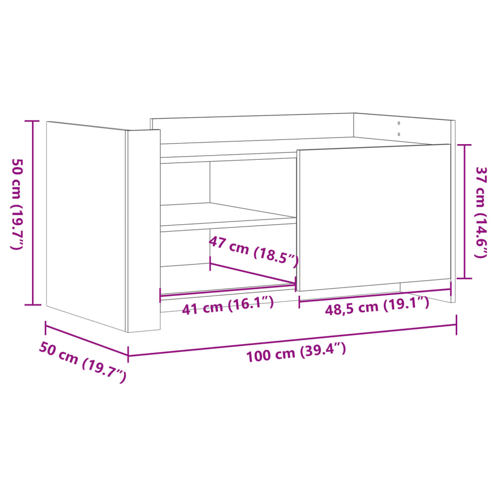 vidaXL Mesa de centro de madera de ingeniería blanca 100x50x50 cm