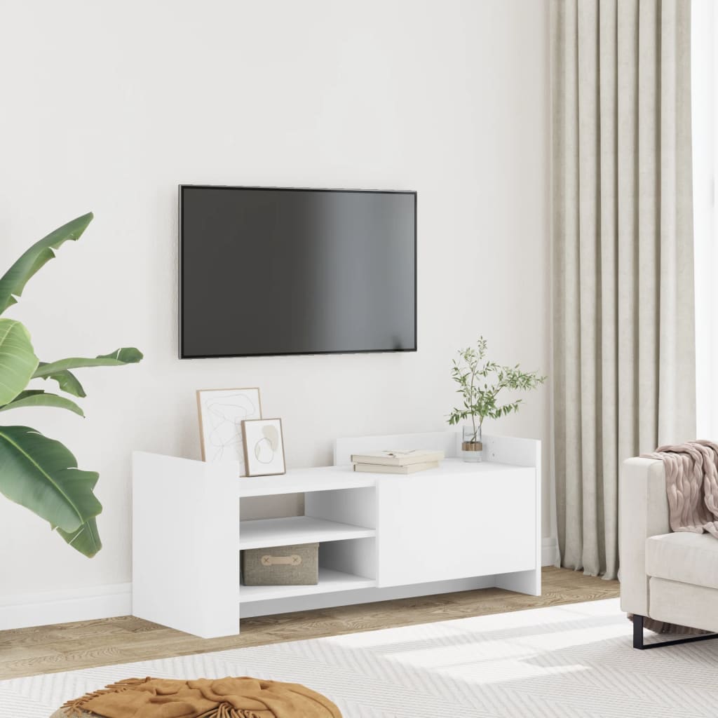 vidaXL Mueble para TV madera contrachapada blanco 100x35x40 cm