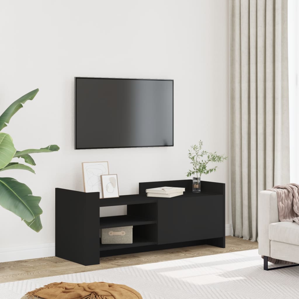 vidaXL Mueble para TV madera contrachapada negra 100x35x40 cm