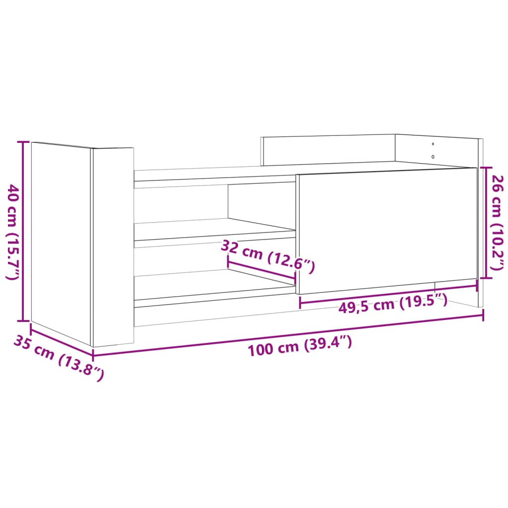 vidaXL Mueble para TV contrachapada gris hormigón 100x35x40 cm