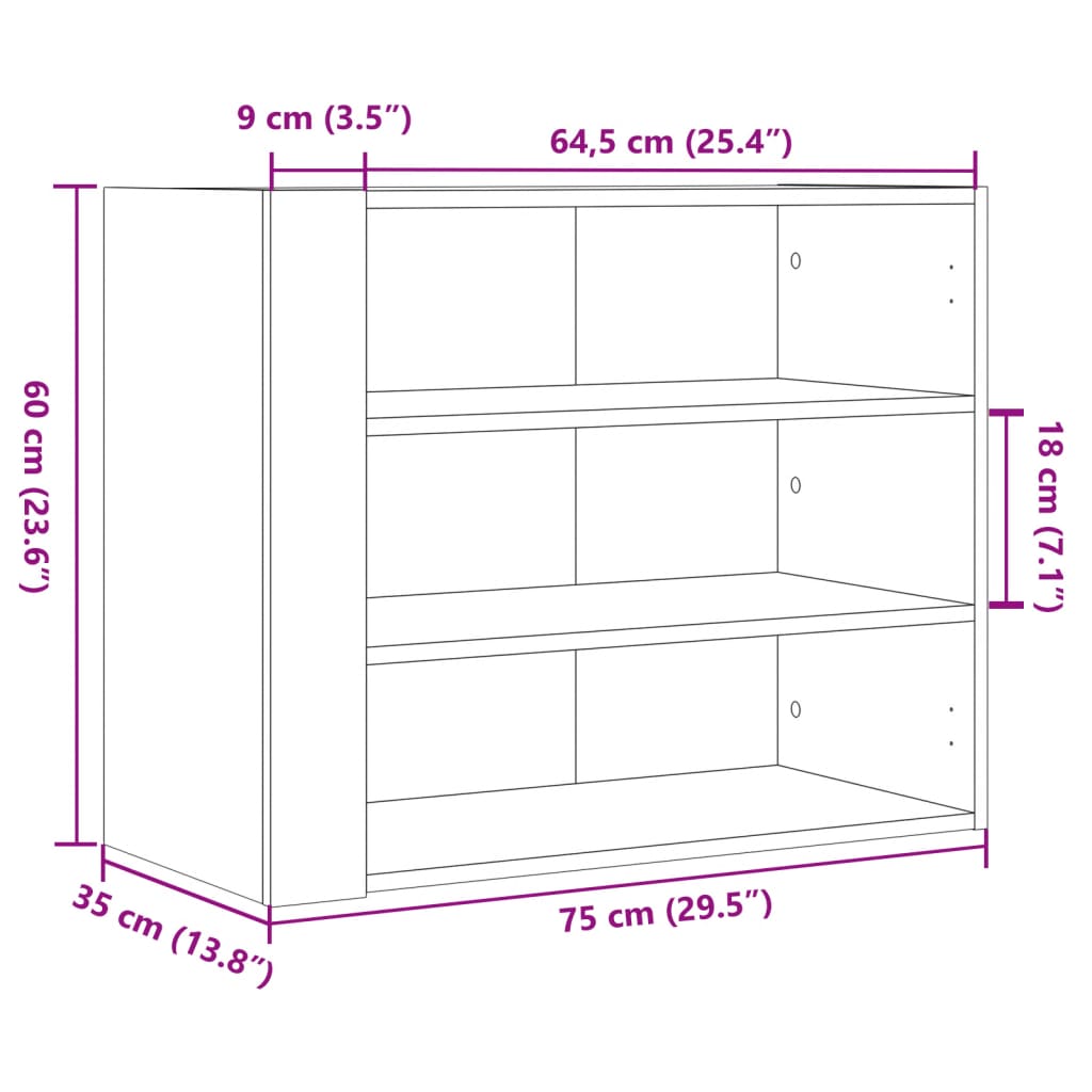 vidaXL Armario de pared madera de ingeniería blanco 75x35x60 cm