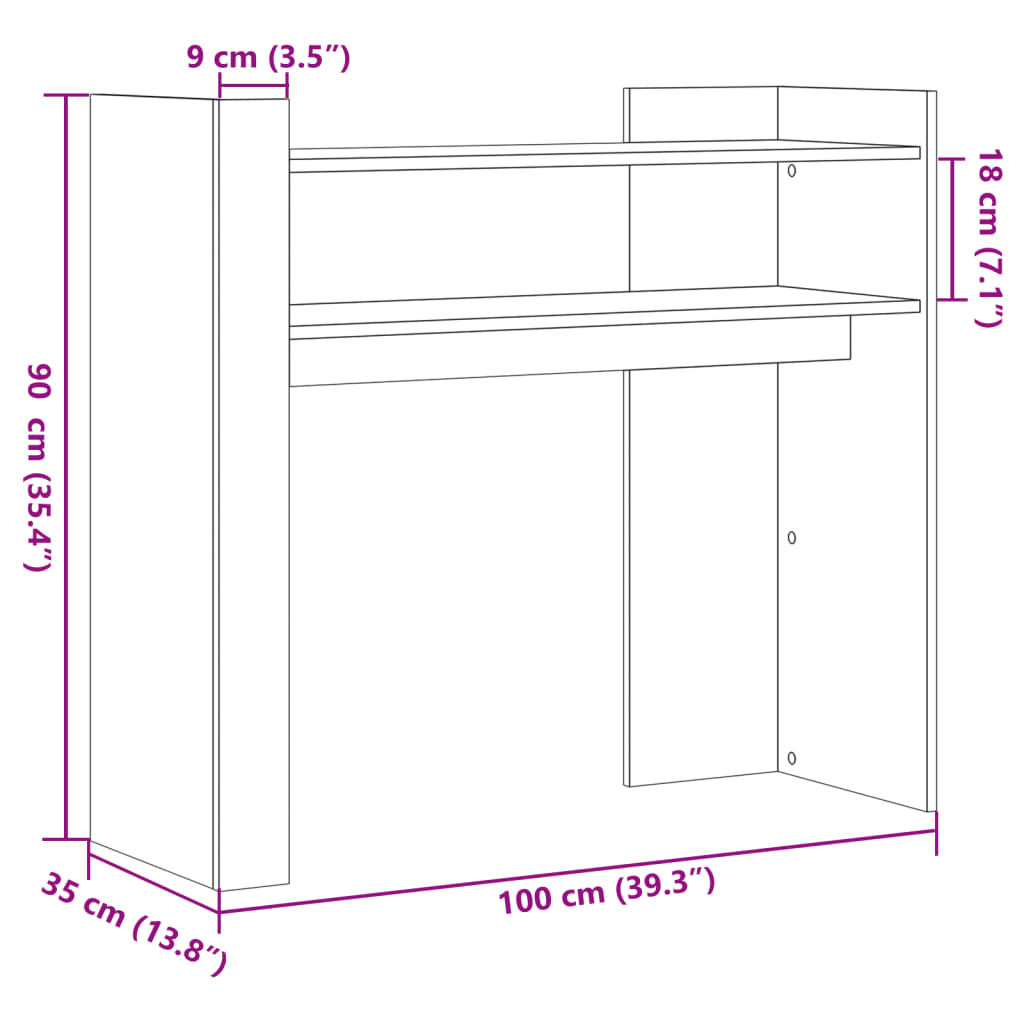 vidaXL Mesa consola de madera de ingeniería negra 100x35x90 cm