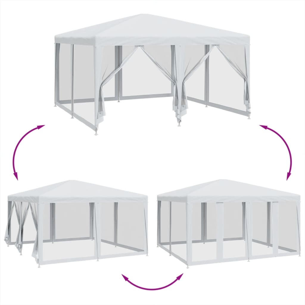 vidaXL Carpa para fiestas con 8 paredes de malla HDPE blanco 4x4 m