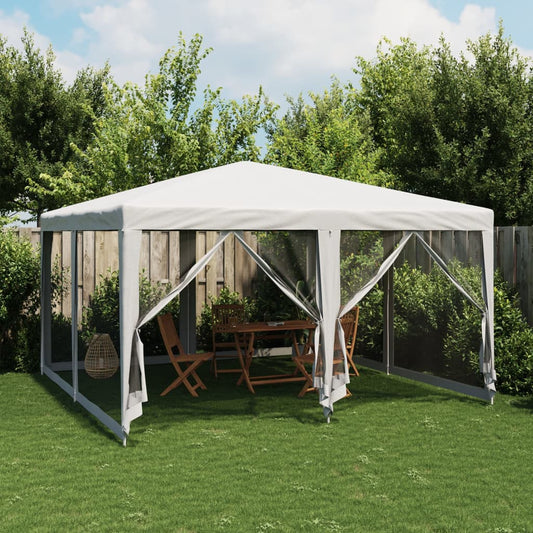 vidaXL Carpa para fiestas con 8 paredes de malla HDPE blanco 4x4 m