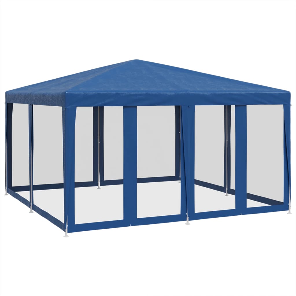 vidaXL Carpa para fiestas con 8 paredes de malla HDPE azul 4x4 m