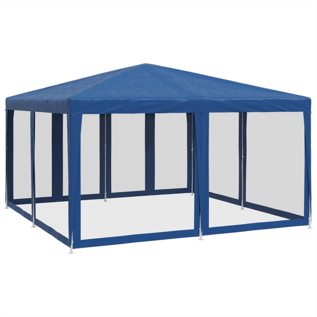 vidaXL Carpa para fiestas con 8 paredes de malla HDPE azul 4x4 m