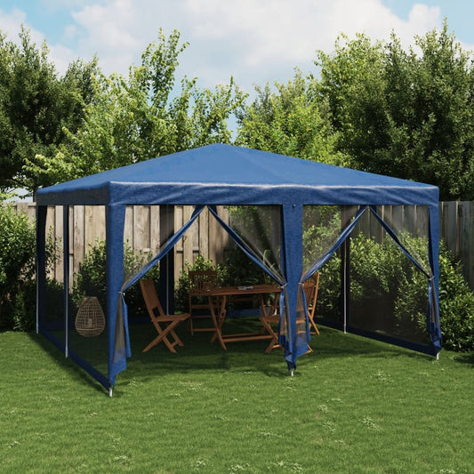 vidaXL Carpa para fiestas con 8 paredes de malla HDPE azul 4x4 m