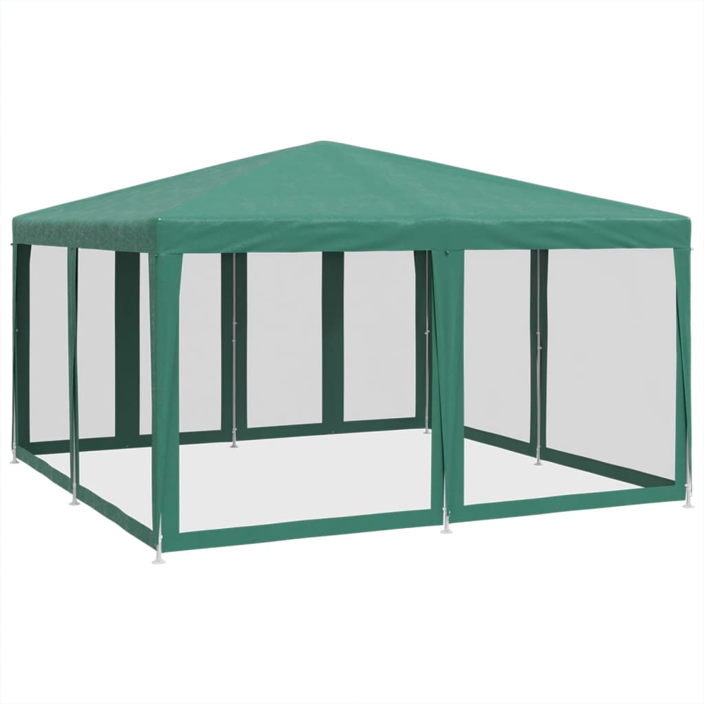 vidaXL Carpa para fiestas con 8 paredes de malla HDPE verde 4x4 m