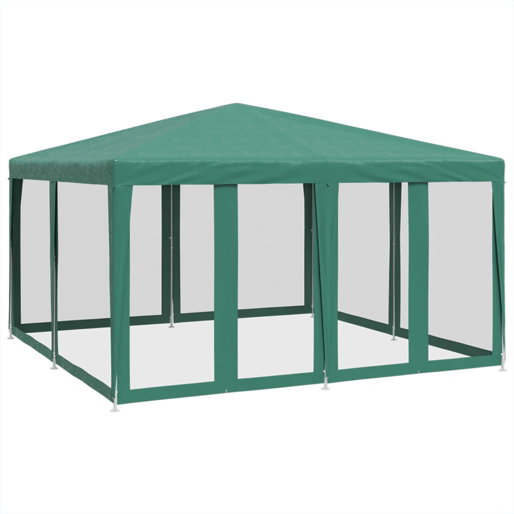 vidaXL Carpa para fiestas con 8 paredes de malla HDPE verde 4x4 m