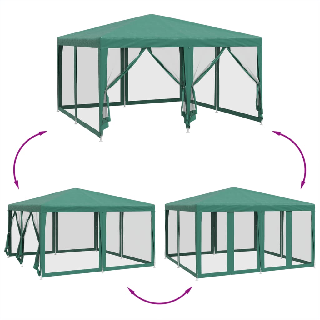 vidaXL Carpa para fiestas con 8 paredes de malla HDPE verde 4x4 m