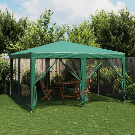 vidaXL Carpa para fiestas con 8 paredes de malla HDPE verde 4x4 m