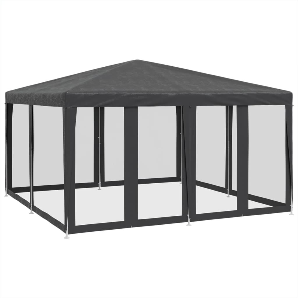 vidaXL Carpa para fiestas 8 paredes de malla HDPE gris antracita 4x4 m