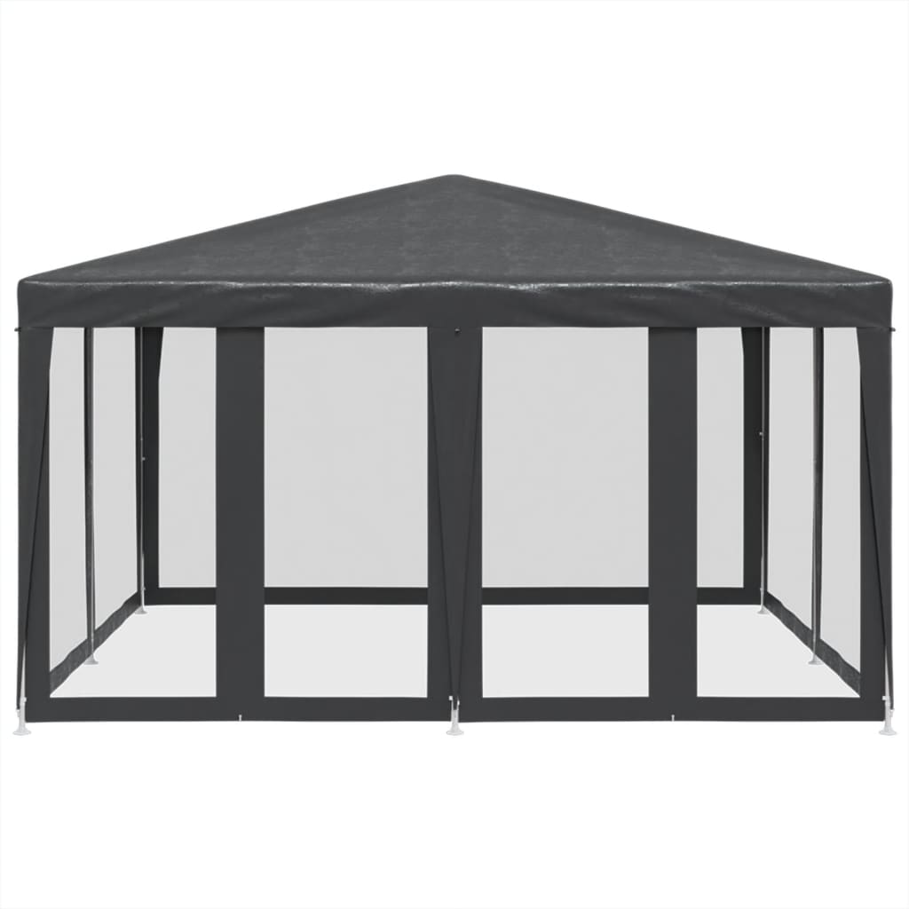 vidaXL Carpa para fiestas 8 paredes de malla HDPE gris antracita 4x4 m