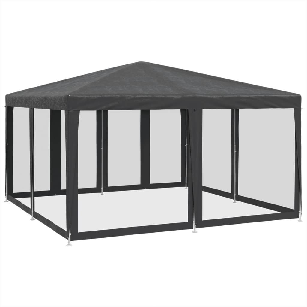 vidaXL Carpa para fiestas 8 paredes de malla HDPE gris antracita 4x4 m