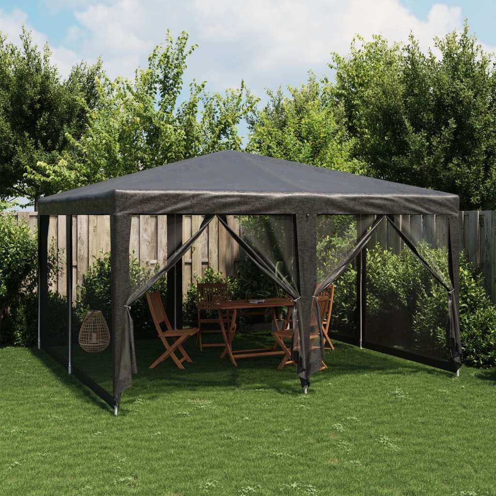 vidaXL Carpa para fiestas 8 paredes de malla HDPE gris antracita 4x4 m