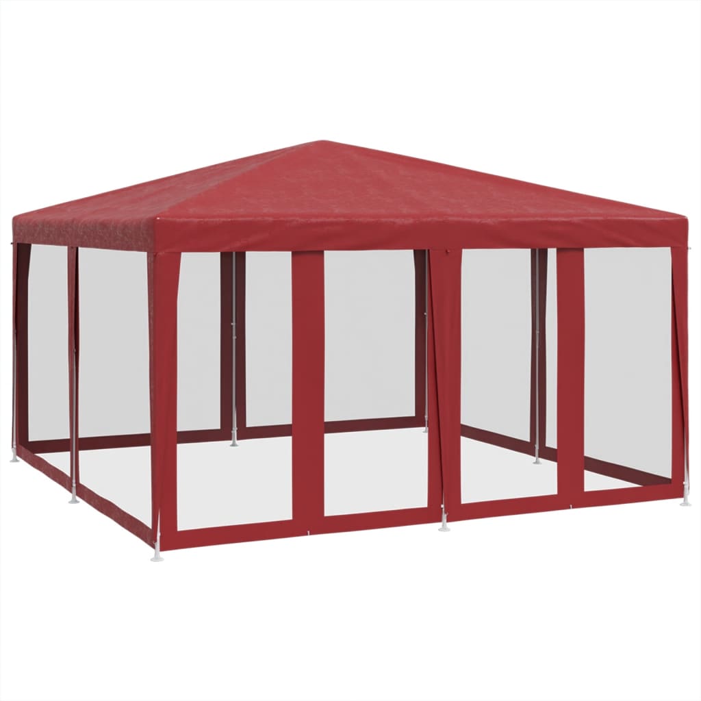 vidaXL Carpa para fiestas con 8 paredes de malla HDPE rojo 4x4 m