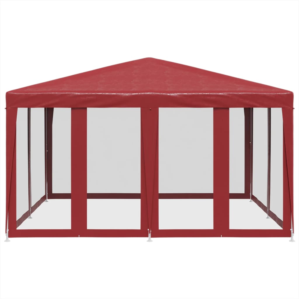 vidaXL Carpa para fiestas con 8 paredes de malla HDPE rojo 4x4 m