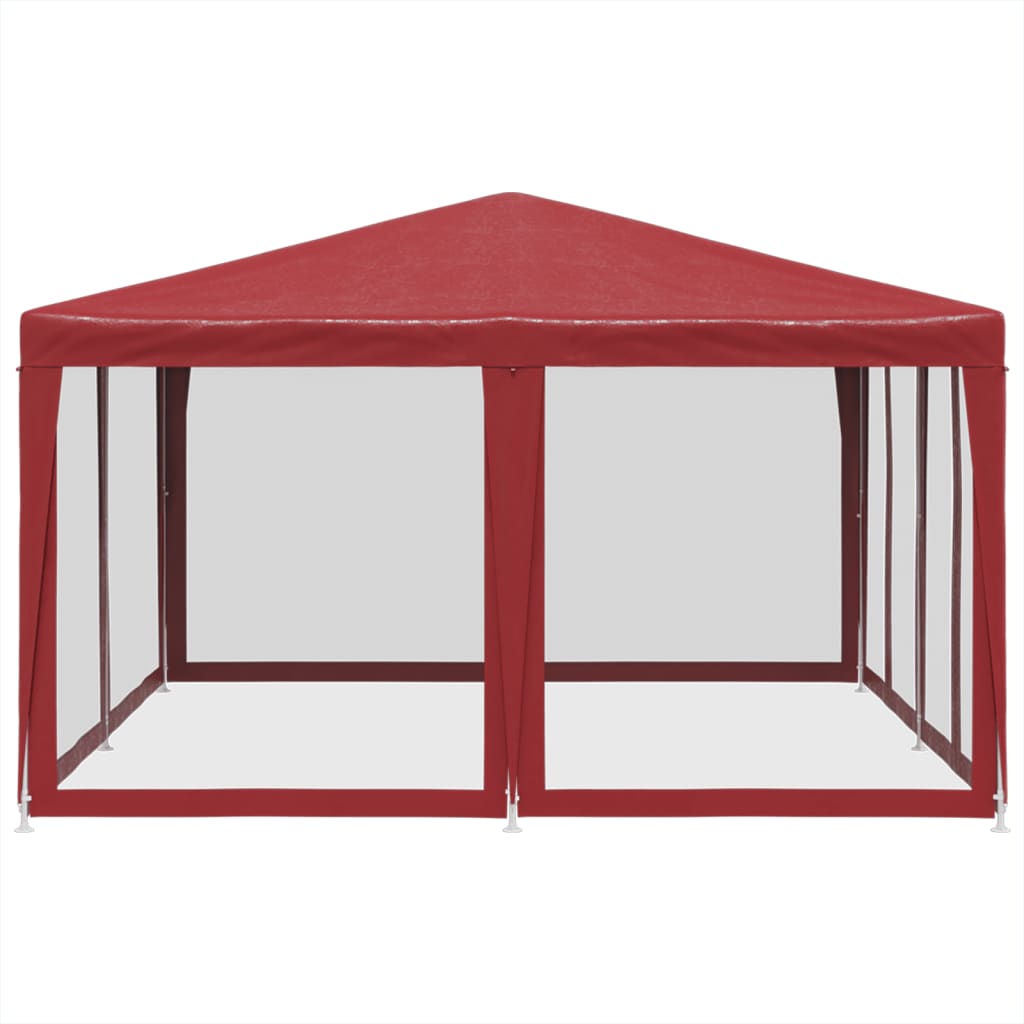 vidaXL Carpa para fiestas con 8 paredes de malla HDPE rojo 4x4 m