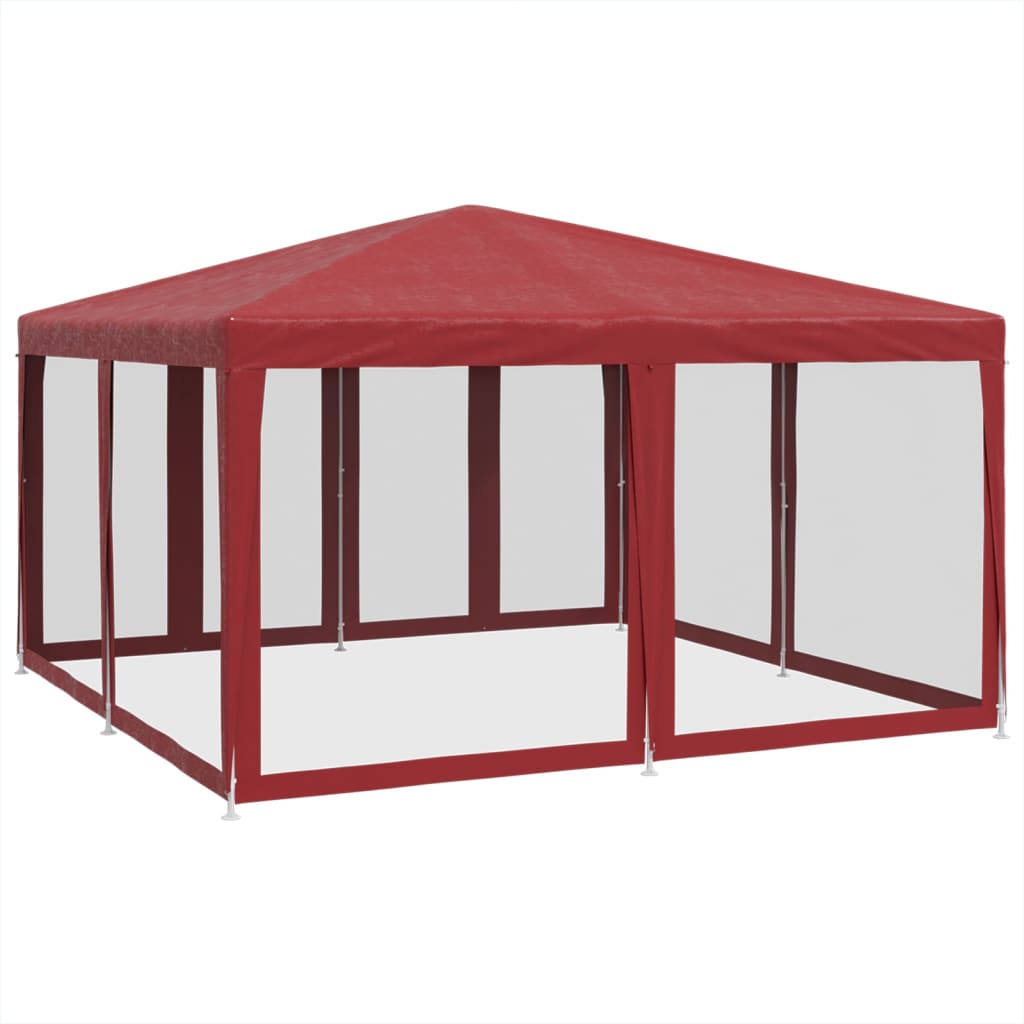 vidaXL Carpa para fiestas con 8 paredes de malla HDPE rojo 4x4 m