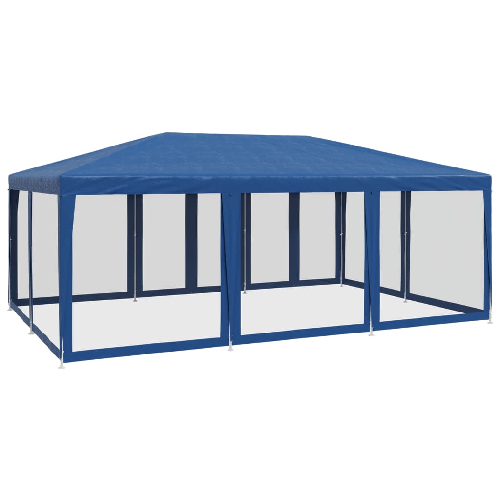 vidaXL Carpa para fiestas con 10 paredes de malla HDPE azul 6x4 m