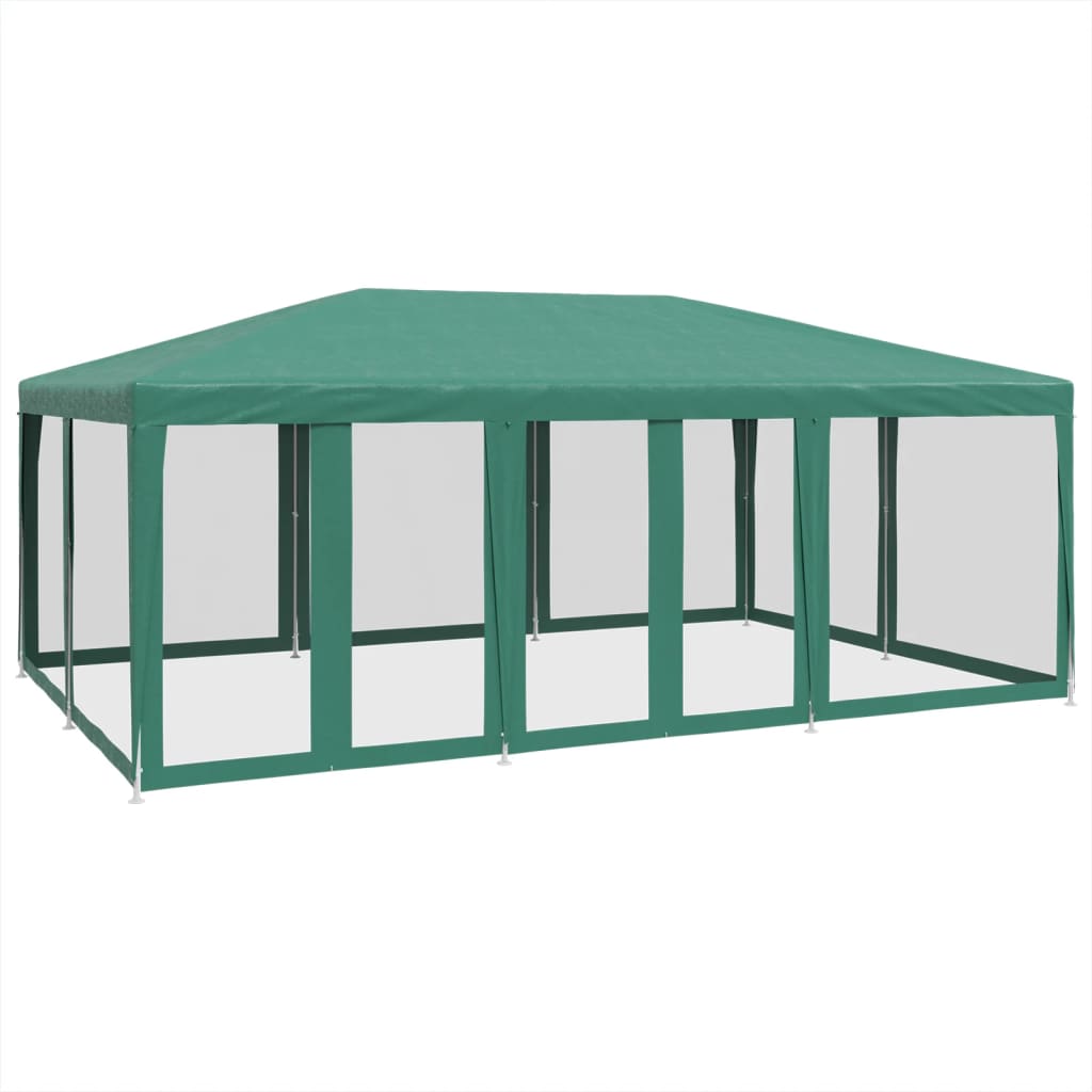 vidaXL Carpa para fiestas con 10 paredes de malla HDPE verde 6x4 m