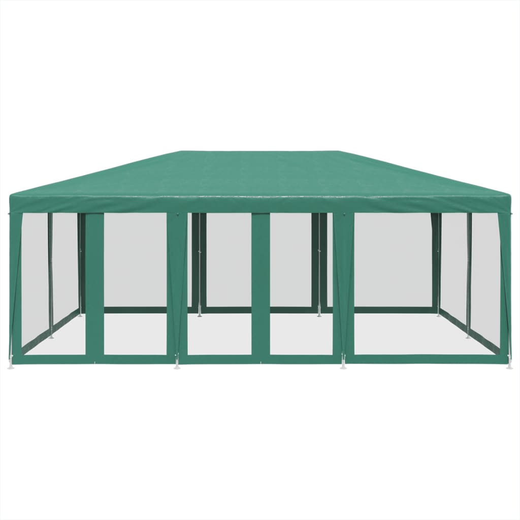 vidaXL Carpa para fiestas con 10 paredes de malla HDPE verde 6x4 m