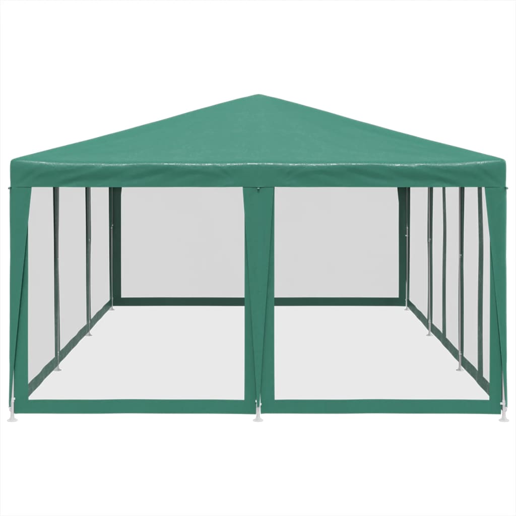 vidaXL Carpa para fiestas con 10 paredes de malla HDPE verde 6x4 m