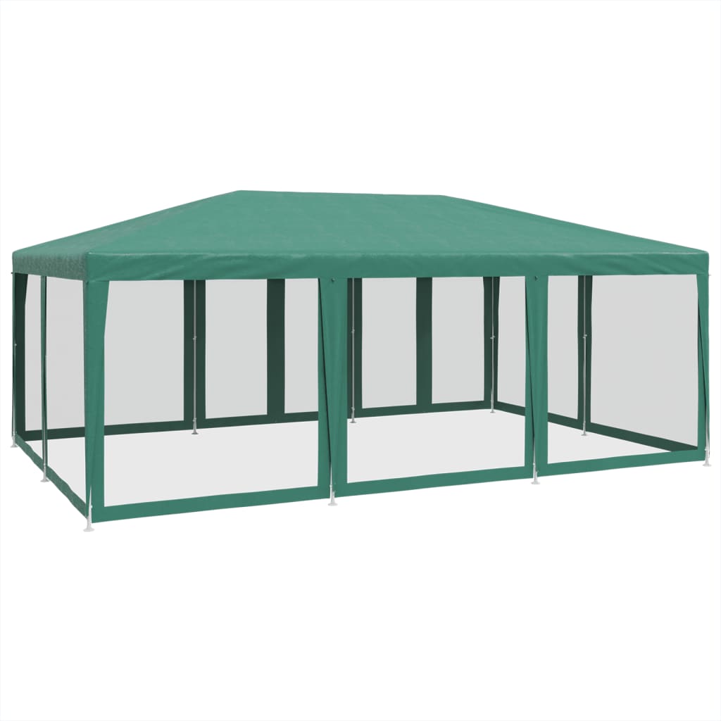 vidaXL Carpa para fiestas con 10 paredes de malla HDPE verde 6x4 m