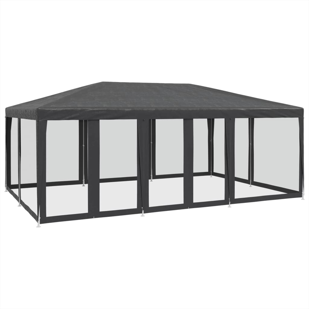 vidaXL Carpa para fiestas 10 paredes de malla HDPE gris antracita 6x4m