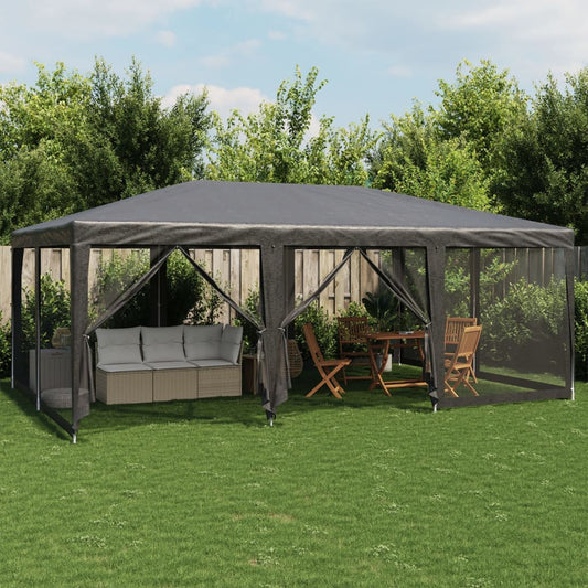 vidaXL Carpa para fiestas 10 paredes de malla HDPE gris antracita 6x4m