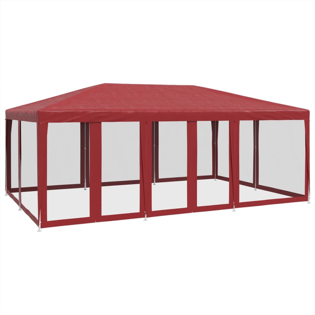 vidaXL Carpa para fiestas con 10 paredes de malla HDPE rojo 6x4 m