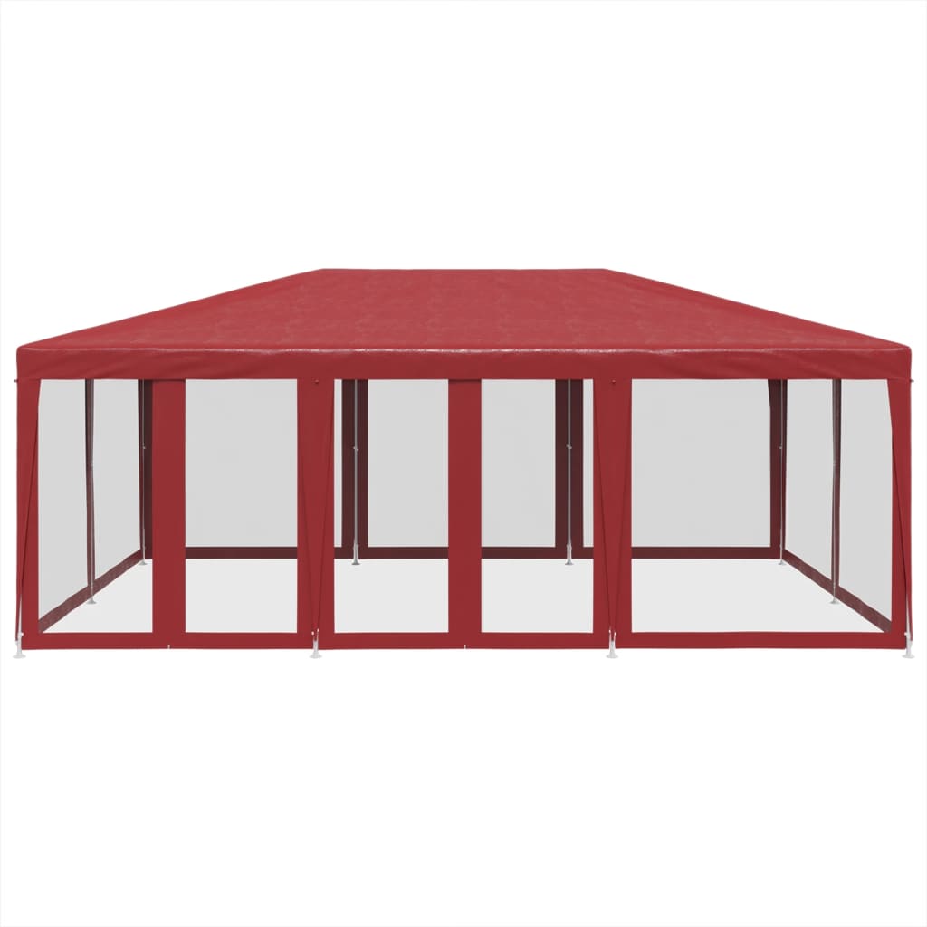 vidaXL Carpa para fiestas con 10 paredes de malla HDPE rojo 6x4 m