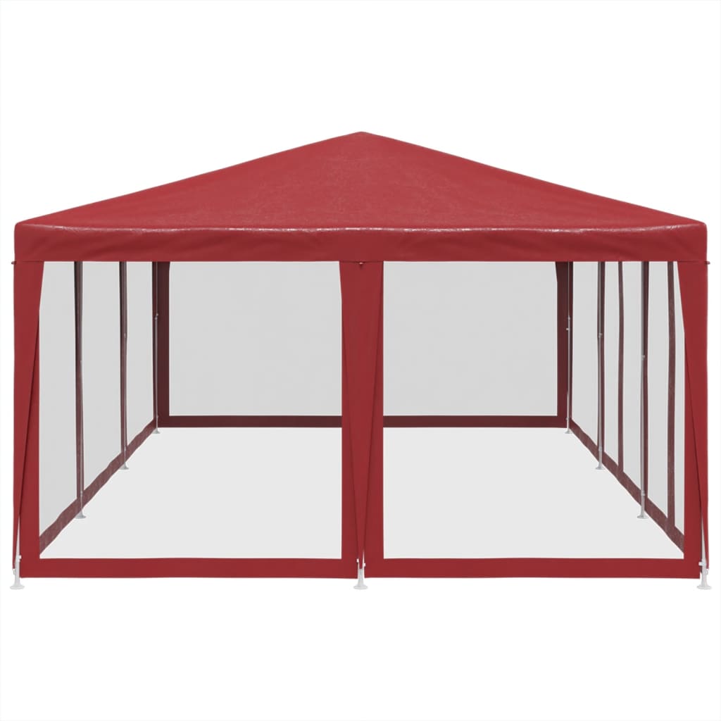 vidaXL Carpa para fiestas con 10 paredes de malla HDPE rojo 6x4 m