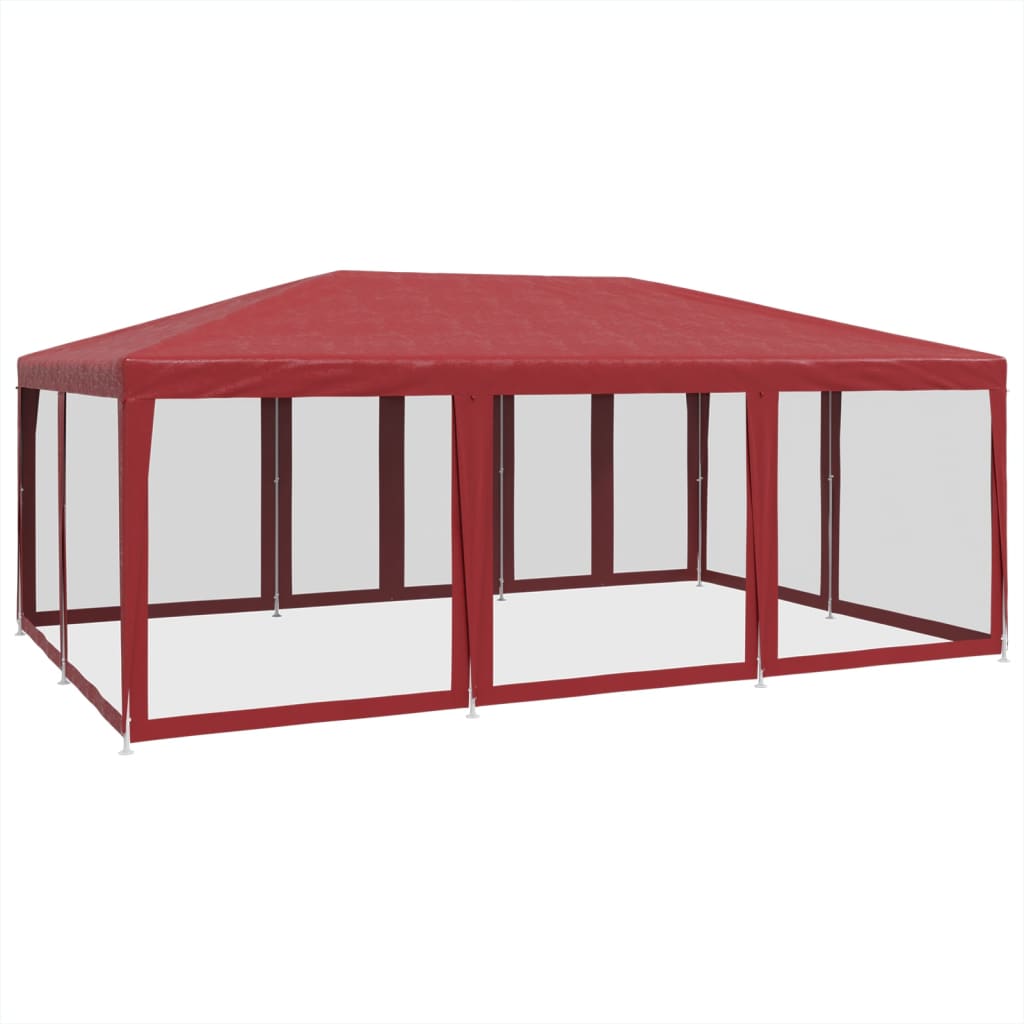 vidaXL Carpa para fiestas con 10 paredes de malla HDPE rojo 6x4 m