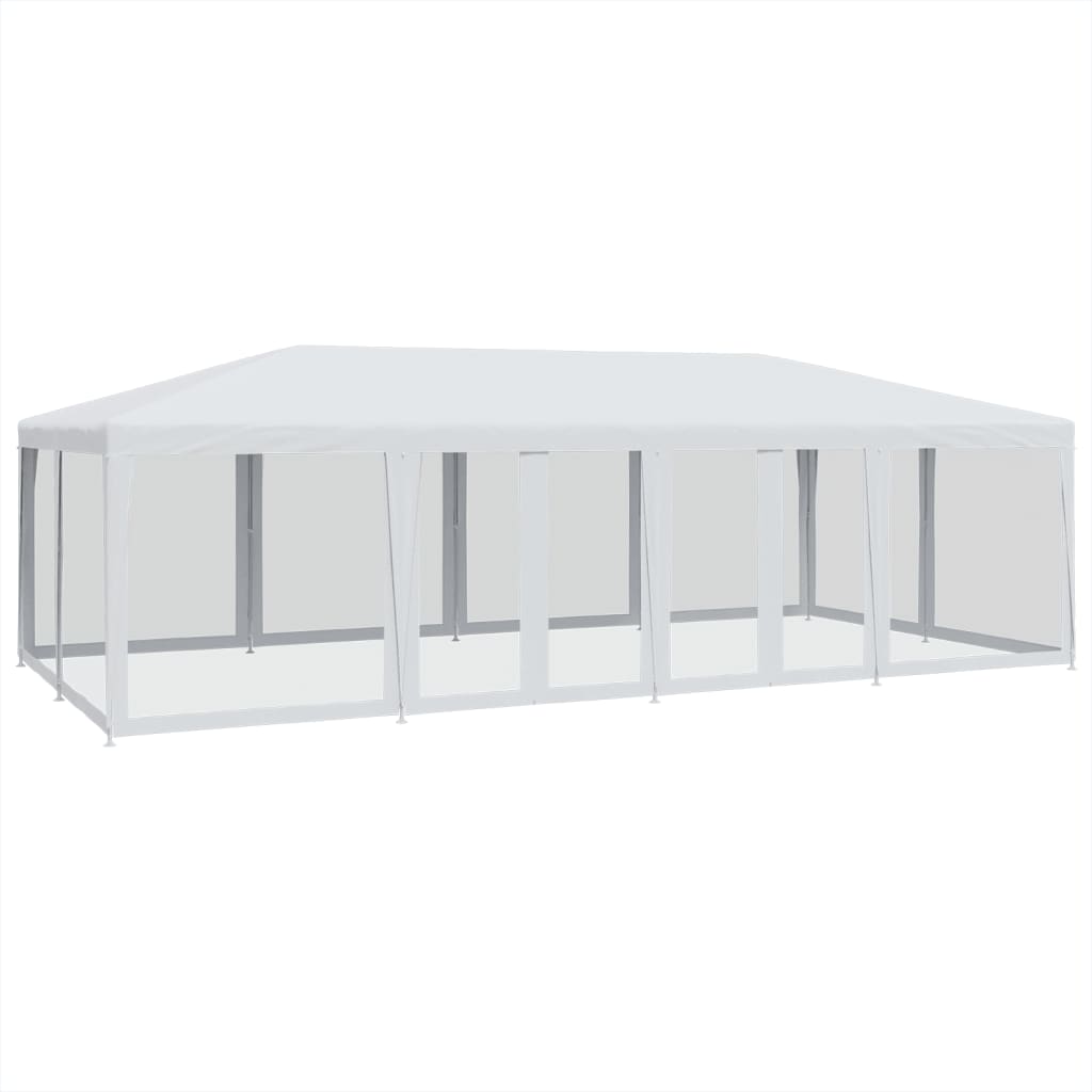 vidaXL Carpa para fiestas con 12 paredes de malla HDPE blanco 8x4 m