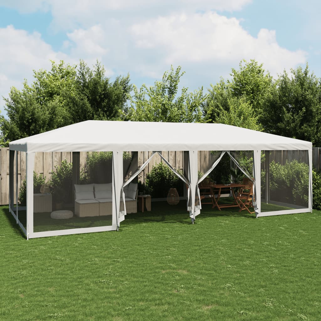 vidaXL Carpa para fiestas con 12 paredes de malla HDPE blanco 8x4 m