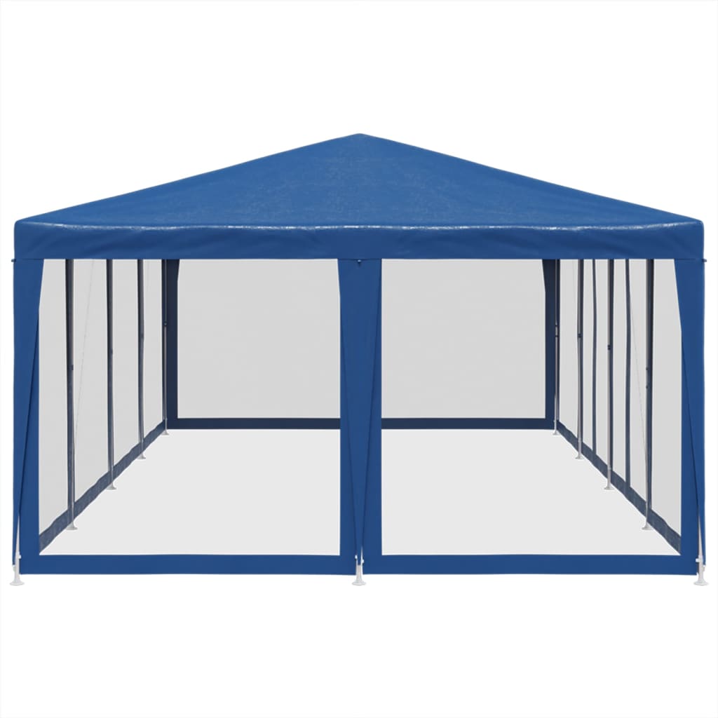 vidaXL Carpa para fiestas con 12 paredes de malla HDPE azul 8x4 m