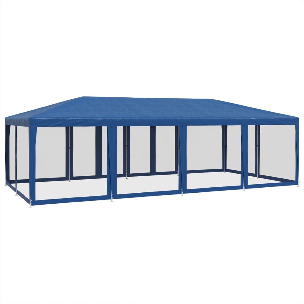 vidaXL Carpa para fiestas con 12 paredes de malla HDPE azul 8x4 m