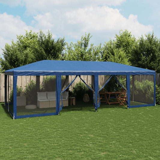 vidaXL Carpa para fiestas con 12 paredes de malla HDPE azul 8x4 m