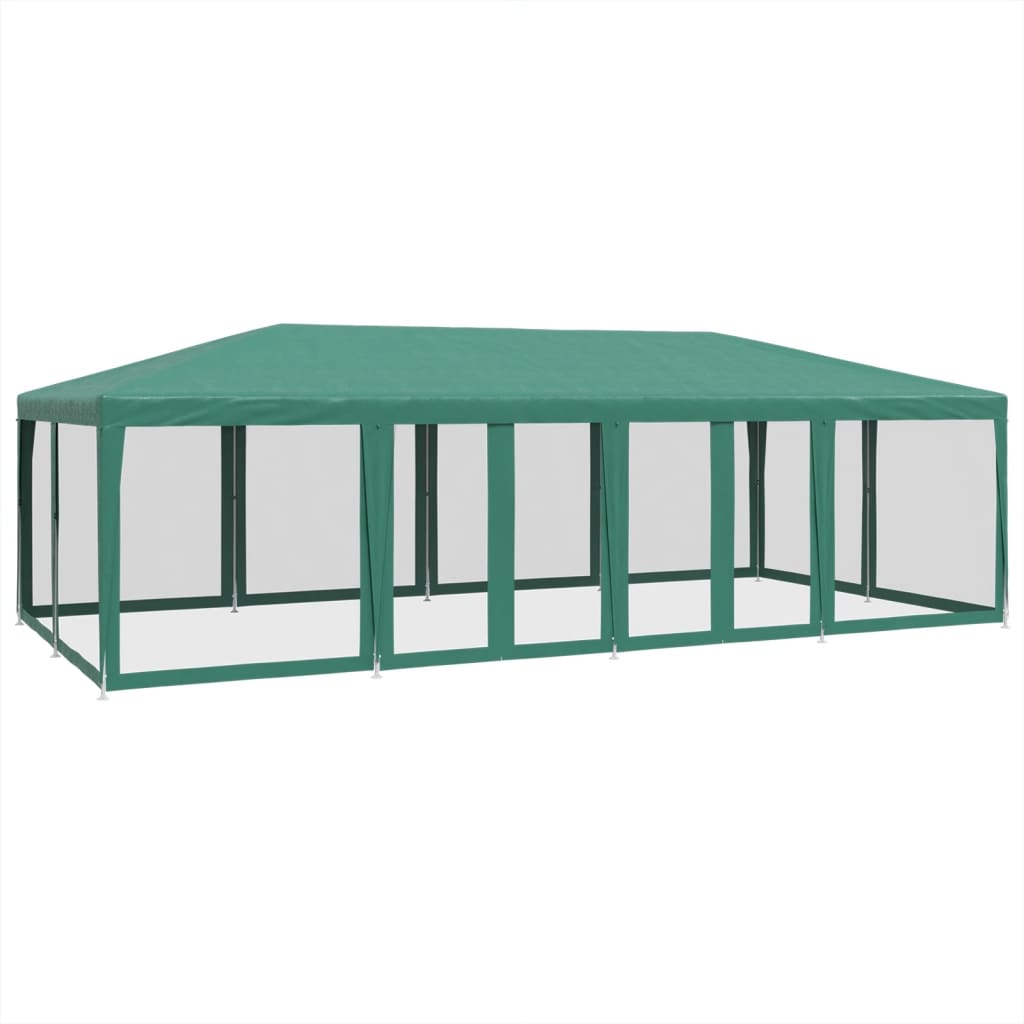 vidaXL Carpa para fiestas con 12 paredes de malla HDPE verde 8x4 m