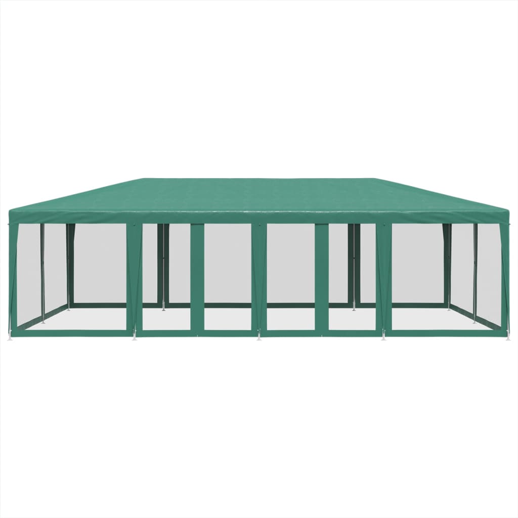 vidaXL Carpa para fiestas con 12 paredes de malla HDPE verde 8x4 m