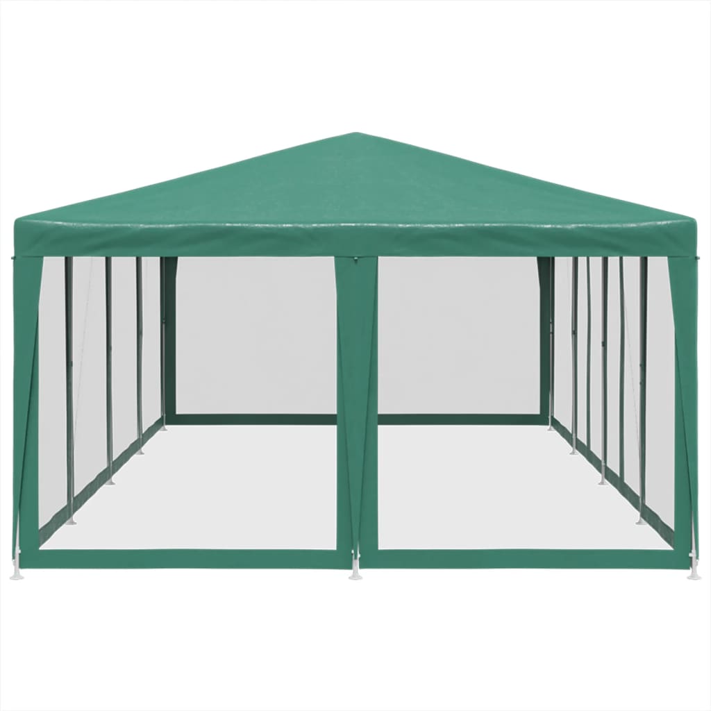 vidaXL Carpa para fiestas con 12 paredes de malla HDPE verde 8x4 m