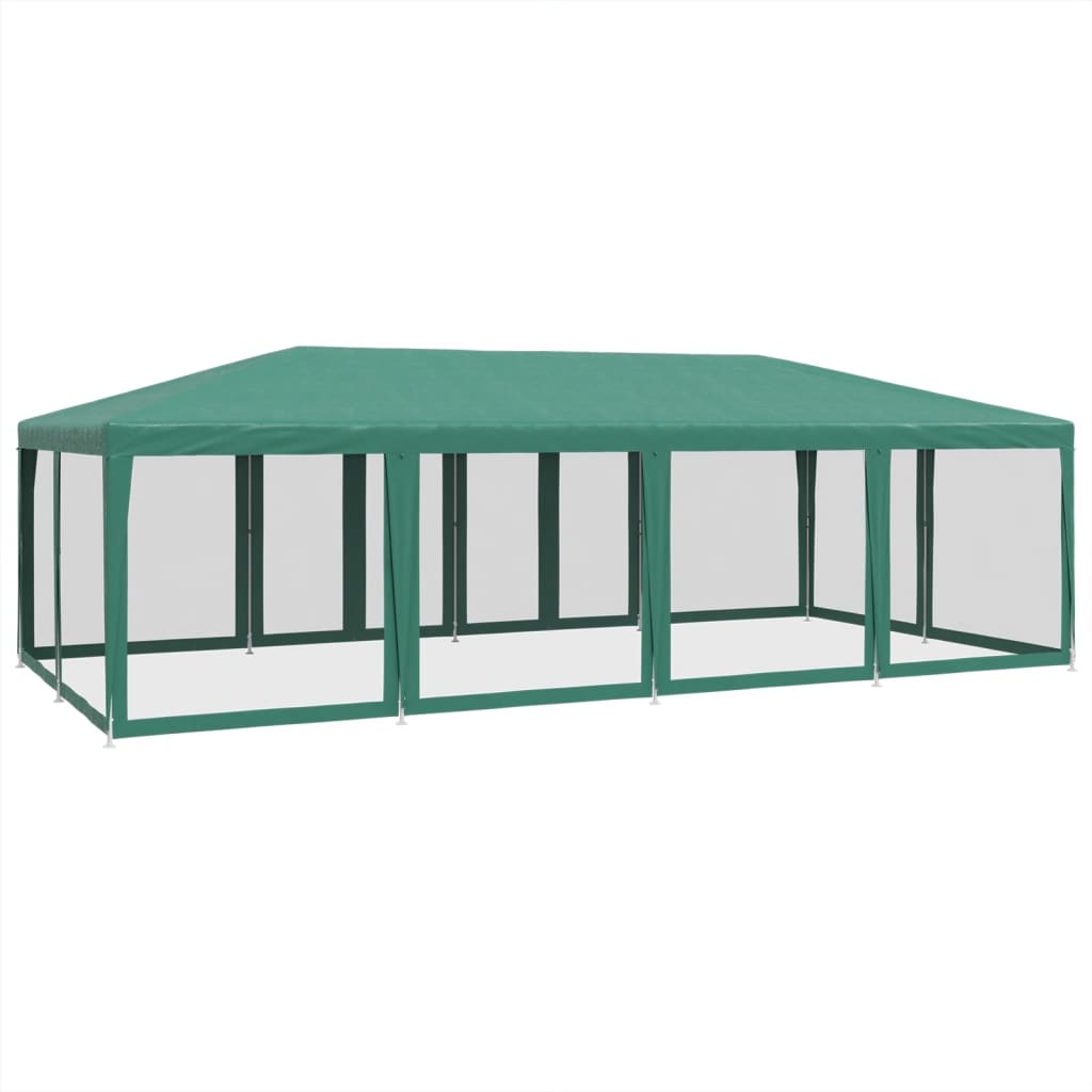 vidaXL Carpa para fiestas con 12 paredes de malla HDPE verde 8x4 m